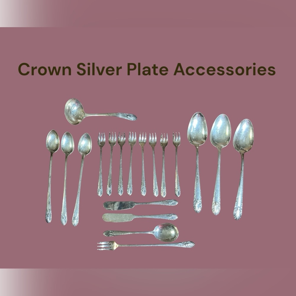 Crown Silver Plate Accessory Pieces Nineteen in Total Vintage